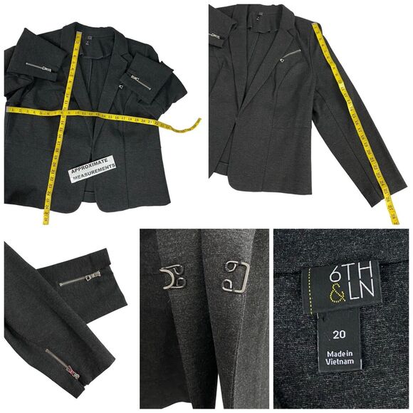 6th & Ln Blazer Womens Size 20 Gray Knit Basic Jacket Corpcore Office Boardroom - Picture 3 of 16